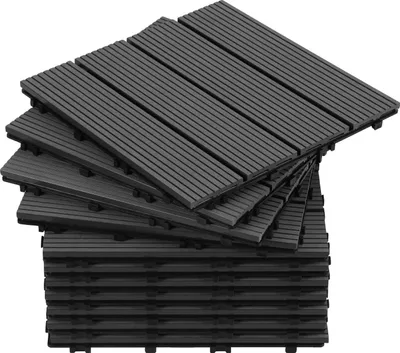 Produktbild von Bettizia Terrassenfliesen WPC Terrassendielen Klickfliese Außenfliese Balkon Boden 11 Stück 30x30 cm Anthrazit