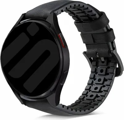 Produktbild von Strap-it Samsung Galaxy Watch 6 - 44mm Silikon/Leder Armband  (Schwarz)