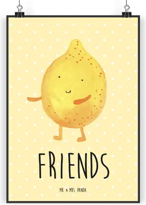 Produktbild von Mr. & Mrs. Panda Bild Beste Freunde Zitrone DIN A4 - Gelb Pastell - Geschenk, drucke, Wanddekoration, Lustige Sprüche, Plakat, Wandbild, wanddeko, Fehlende Keywords