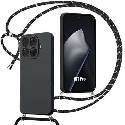 Image de Coque pour Xiaomi 15T Pro, Antichoc Anti-Rayure Silicone avec Bandoulière - Noir