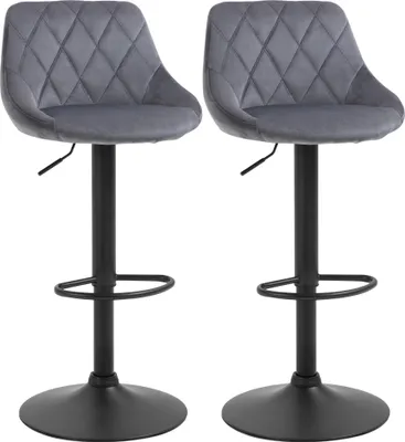 Produktbild von HOMCOM Barhocker 2er Set Höhenverstellbar Drehbar Barstühle mit Samtoptik
