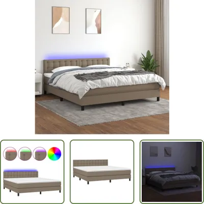 Produktbild von The Living Store Boxspringbett mit Matratze & LED Taupe 160x200 cm Stoff