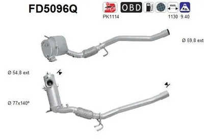 Produktbild von AS FD5096Q Dieselpartikelfilter Rußpartikelfilter DPF für VW GOLF VI (5K1) Euro 5 Abgasanlage Diesel
