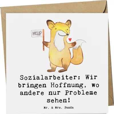 Produktbild von Mr. & Mrs. Panda Grußkarte Sozialarbeiterin Hoffnungsträger - Weiß - Geschenk, Berufsprodukte, anlasskarte, personalisierte Geschenke, Dankbarkeit, Glückwunschkarte