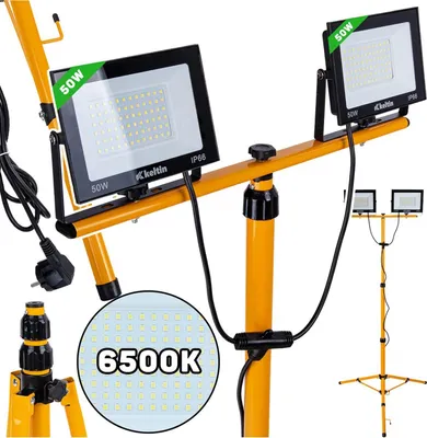 Obrázok produktu pre LED reflektor 2 × 50W, 6500K, s nastaviteľným statívom