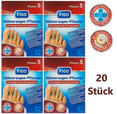 Produktbild von 20 Hühneraugen Pflaster, gepolstert, druckentlastend, Polster Schutz Ringe