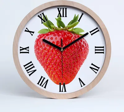 Produktbild von Holzuhr 25fi cm wanduhr - schwarze Spitzen - Erdbeere