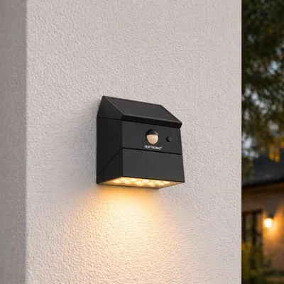 Produktbild von hoftronic Solar LED-Wandleuchte 2,5W 300lm IP65 Schwarz Downlight