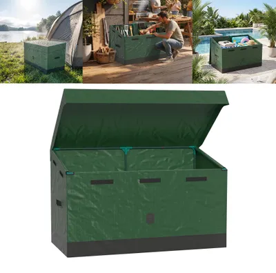 Image de TRMLBE - Coffre de rangement d'extérieur pour le jardin, résistant aux intempéries, en tissu PVC et cadre en acier, perméable à l'air, montage sans outils, pour le jardin ou le balcon
