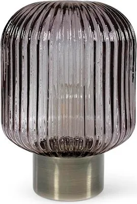 Immagine prodotto di Lampada LED Lumia in vetro viola con base in metallo color bronzo, 15,5 x 23 cm