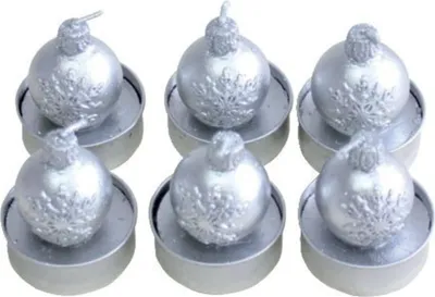 Produktbild von Teelichter Weihnachten -Kugel mit Schneeflocke- - silber 6 Stück.