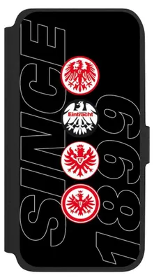 Produktbild von NIVOCASE Klapphülle für Samsung Galaxy A17 5G  Handyhülle aus Kunst Leder NIVOflip schwarz Adler Eintracht Frankfurt Logo