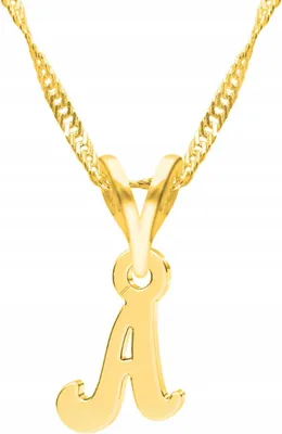 Image de Collier en or avec pendentif lettre, initiale A, argent 925