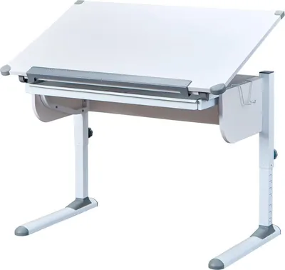 Produktbild von Cardeto - Schreibtisch, 110x55x68h cm Weiß, Tischplatte aus Metall