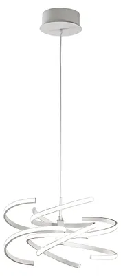 Produktbild von Moderne LED-Pendelleuchte aus mattweißem Metall, 60 W, dimmbar, mit Silikondiffusor, elegantes Design, Ø 47 cm - Perenz