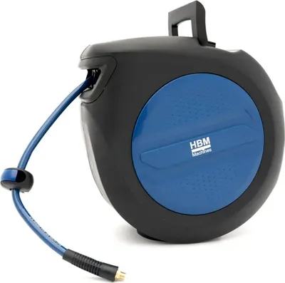 Immagine prodotto di Avvolgitubo per aria compressa sistema blocco automatico con fissaggio a parete muro 9,5 × 14,5 mm 15 m HBM