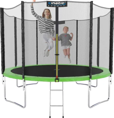 Produktbild von KINETIC SPORTS Trampolin Outdoor SALTO Ø 183/244/305/366/400/430/490 cm - Kindertrampolin Set mit Leiter, Netz, Randpolster, bis zu 160kg