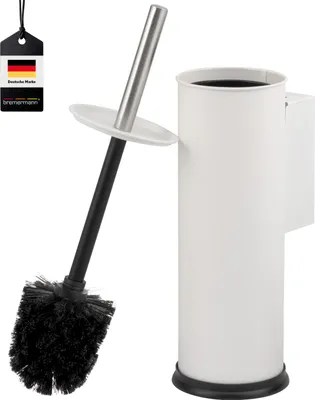 Produktbild von bremermann WC-Garnitur inkl. Wandhalterung, WC-Bürstenhalter, Toilettenbürstenhalter, rund aus Edelstahl, weiß
