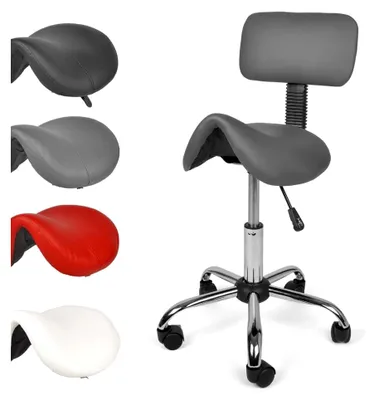 Produktbild von Ergonomischer Sattelhocker mit 360° Drehfunktion, höhenverstellbar, Bürohocker mit Rückenlehne und Rollen, Grau