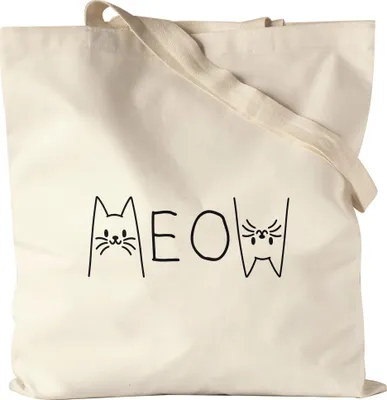 Produktbild von Meow Jutebeutel Katzenliebhaber Katzenfan Katzenmama Katzenbesitzer Geschenkidee