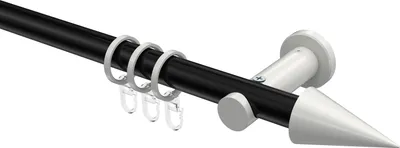 Produktbild von Interdeco Gardinenstange / Vorhangstange Schwarz / Weiß, Typ Platon Savio (Kegel), 20 mm Ø 1-läufig, 120 cm
