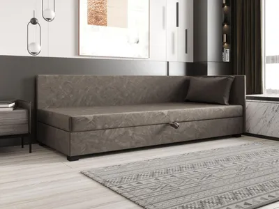 Obrázok produktu pre Jednolôžková posteľ 110x195 ZAJDA PLUS 1 s úložným priestorom - tmavo hnedá