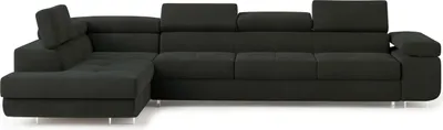 Produktbild von Masseno Ecksofa VICENTE mit Schlaffunktion L-Form, Sofa mit Bettkasten, Wohnzimmersofa, Couch, Soffa, Bettsofa, Couchgarnitur- Schwarz, MONOLITH 95