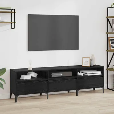 Image de Meuble TV exclusif - Rangement TV avec tiroirs, finition chêne noir, dimensions 150 x 30 x 45 cm