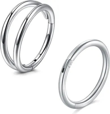 Produktbild von Nasenpiercing Ring 16G 18G Hinged Clicker Septum 316L Chirurgenstahl Conch Helix 2 Stück Silber 10mm