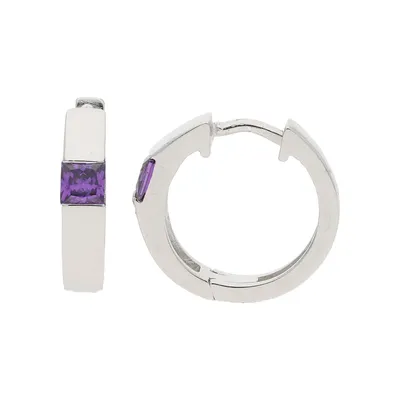 Produktbild von Creolen Silber 925 Zirkonia lila JL10-06-3320 JuwelmaLux