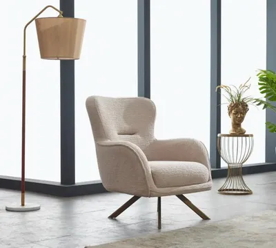 Produktbild von Sessel Polstersessel Einsitzer Stoff Sitzer Moderne Beige Wohnzimmer