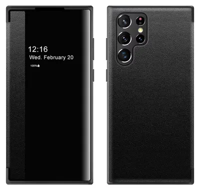 Obrázek produktu pro Pro Samsung Galaxy S25 Ultra 5G View Mirror Mobile Phone Smart Cover Wake UP Function Case Black