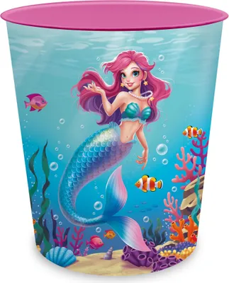 Produktbild von itenga Papierkorb für Kinder - Motiv Meerjungfrau - AQUA DREAMS - ca. 11 Liter