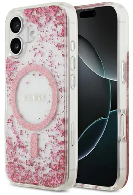 Zdjęcie produktu dla Etui Guess Resin Bottom Glitter Magsafe  Do Iphone 17 Różowy