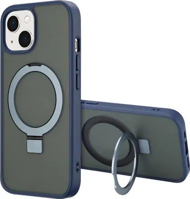 Image de Accezz Ring Stand Backcover avec MagSafe pour l'Apple iPhone 15 - Bleu