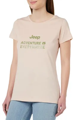 Obrázok produktu pre JEEP O102925-P558, dámske tričko, nápis "Adventure is Everywhere" (Dobrodružstvo je všade), veľký potlač, materiál: drevo