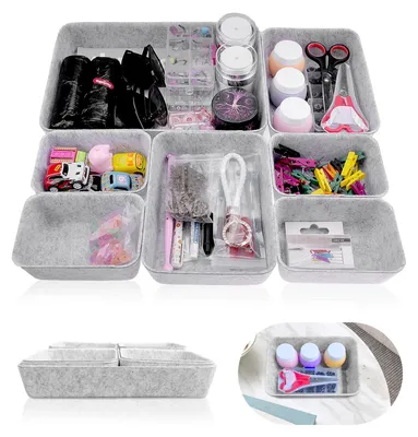7-teiliges Filz-Schubladen-Organizer-Set, rutschfest, grau