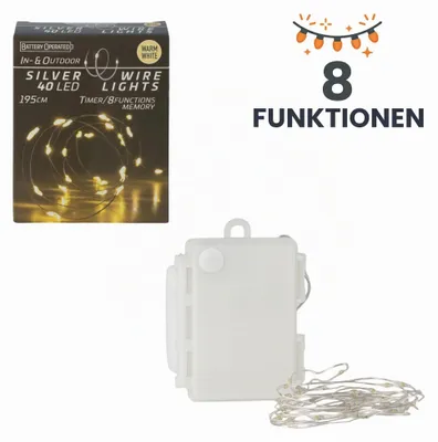 Productafbeelding van LED-lichtketting met 40 lampen / 195 cm - warm wit - Decoratieve verlichting voor binnen en buiten