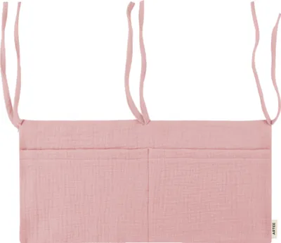 Produktbild von Babybett Organizer Tasche Aufbewahrung aus Musselin Farbe Blush