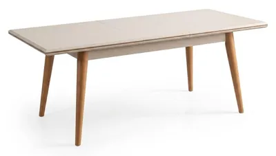 Obrázek produktu pro Jídelní stůl, moderní, béžová barva, útulný, rozkládací, minimalistický design, pohodlný, elegantní