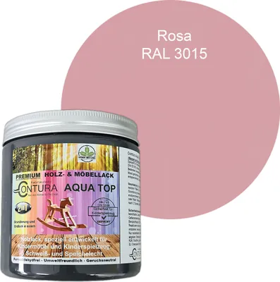 Produktbild von Contura 250ml. Möbellack Lack für Kinderspielzeug Buntlack DIN EN71/3 Buntlack Holzlack - RAL 3015 Rosa