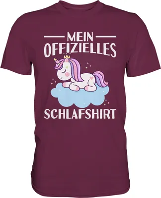 Produktbild von Offizielles Schlafshirt Nachthemd Schlafanzug Pyjama Einhorn T-Shirt – Burgundy / L