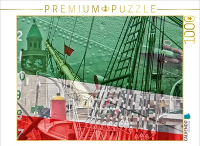Produktbild von CALVENDO Puzzle Die "Rickmer Rickmers" an den Hamburger Landungsbrücken | 1000 Teile Lege-Größe 64 × 48 cm Foto-Puzzle für glückliche Stunden