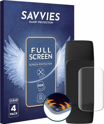 Produktbild von 4x Savvies Fullscreen Schutzfolie für Fitbit Charge 6 Displayschutz Folie Fullcover Klar Transparent