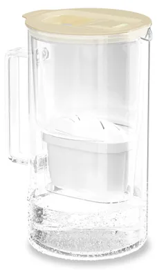 Wasserfilterkanne aus Glas, 2 l, mit LED-Anzeige, beige