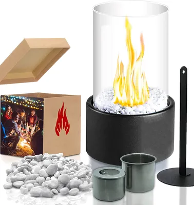 Produktbild von Tischkamin, Edelstahl Ethanol Bioethanol Tischfeuer Tisch-Dekofeuer Feuerstelle Glasfeuer für den Innen- und Außenbereich, inkl. Löschgerät