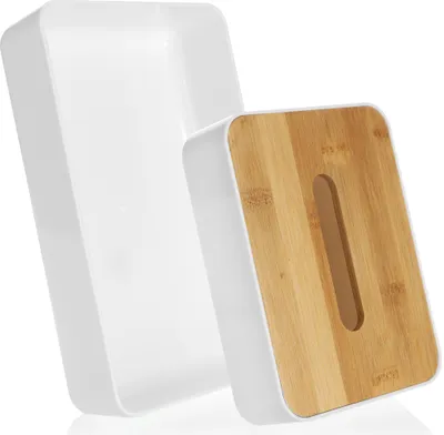 Produktbild von com-four® 2-teiliges Set Kosmetik Organizer - Kosmetiktücherbox - Große und kleine Kunststoff Box zur Aufbewahrung von Wattepads, Wattestäbchen und Make-Up