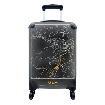 Produktbild von MuchoWow® Koffer Handgepäck Trolley Rollkoffer Kleine Reisekoffer mit 4 Rollen - Ulm - Stadtplan - Gold - Karte - Deutschland - Cabin Size < 55x40x23 cm & 55x40x20 cm - Fotokoffer - Kabinenkoffer - Boardgepäck - Reise-Box - Reisekoffer - Reisegepäck - Koffer mit Bild - Trolley für Kinder