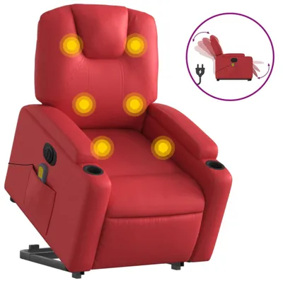 Produktbild von vidaXL Massagesessel mit Aufstehhilfe Elektrisch Rot Kunstleder