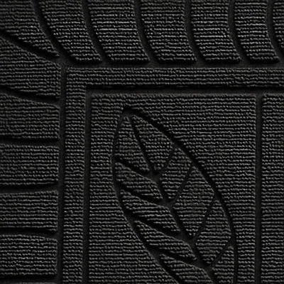 Image de Tapis Rectangle en caoutchouc à motif "Feuilles" - Noir - 45 x 75 cm